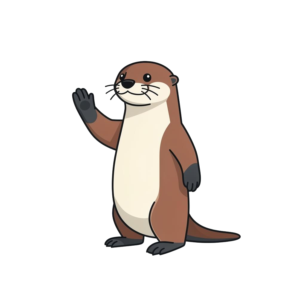 Otter mascot waving